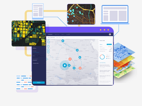 a dashboard of webgis app & software development through gis and it technology