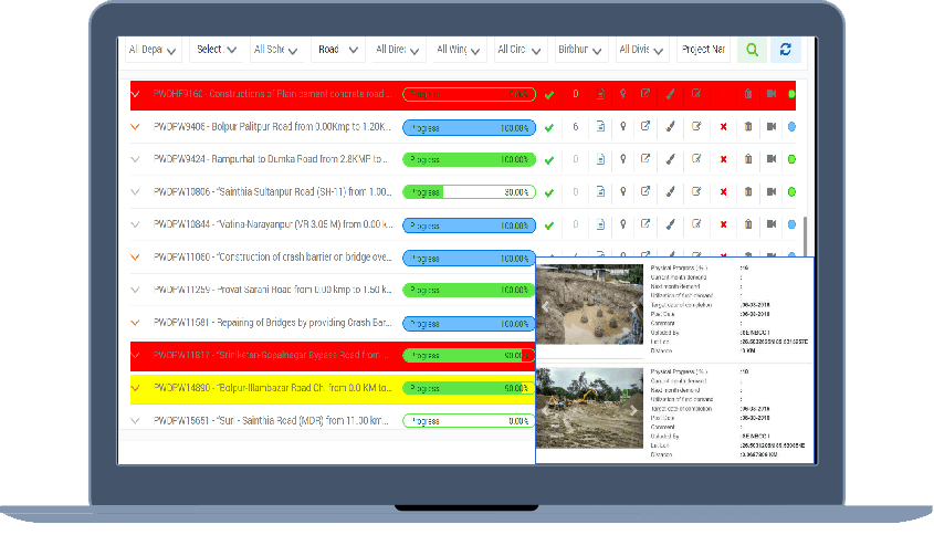 real-time geotagged, web-based project monitoring dashboard's desktop