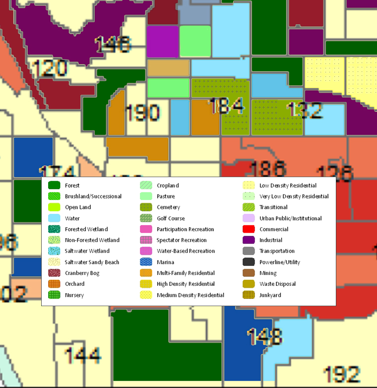 parcel map with map legend showing different parts of a land