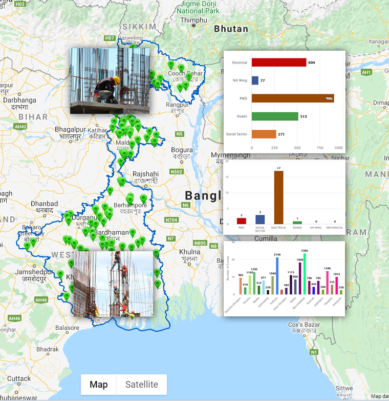 monitoring ongoing schemes or projects for urban local bodies through GIS mapping