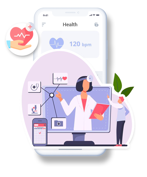 vector image of doctor and health cloud